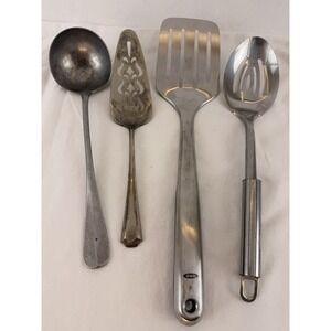 Kitchen Utensil Lot OXO Spatula EPNS Pie Server Ladle Slotted Spoon Vintage